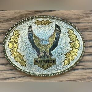 RARE Harley Davidson Motorcycles Vintage Belt Buckle Eagle “W USA”